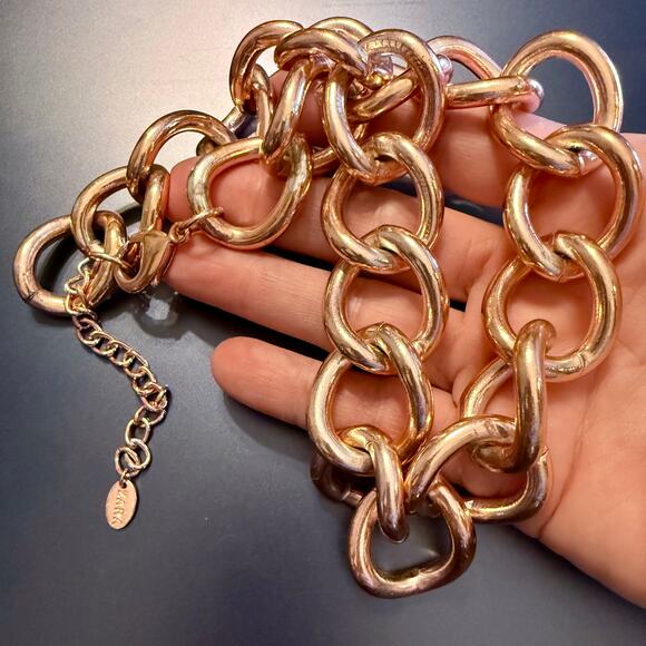 ZARA Rose Gold Tone Chunky Chain Link Statement Necklace - Picture 8 of 8